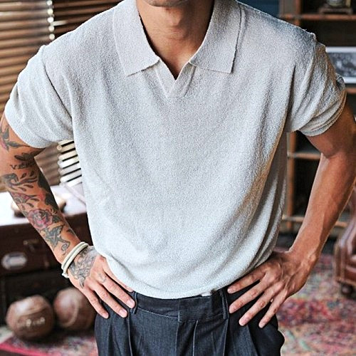 보테가베*타 부클 오픈카라 티셔츠