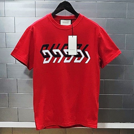 GUCCI 미러로고 반팔 티셔츠 - 레드