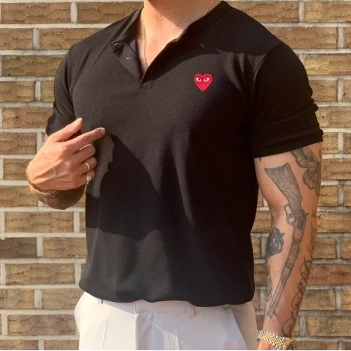 꼼데가*송 와펜 머슬 헨리 반팔 티셔츠