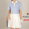 말* 체커보더 패턴 카라 반팔 원피스