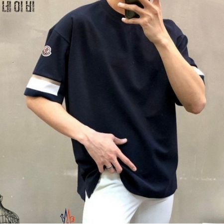 몽클*어 소매 블럭멀티 배색 드라이핏 반팔티