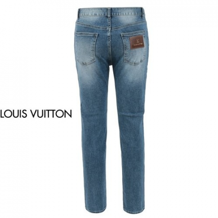 루이*통 골드 스틸 패치 워싱 진청 슬림 일자진