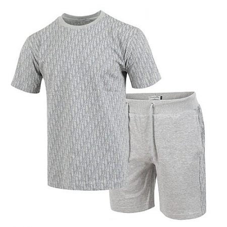 DIOR 로고 나염 반팔 & 반바지 트레이닝 SET