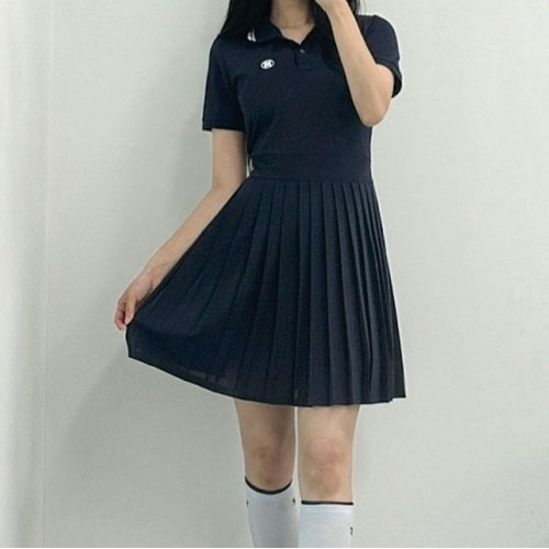 지*어 PK 카라 플레어 원피스