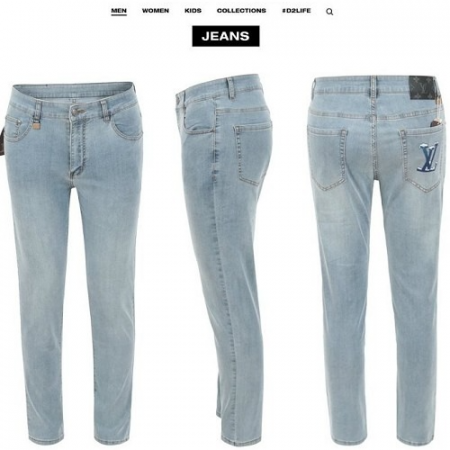 루이*통 블루 로고나염 연청 슬림 일자진