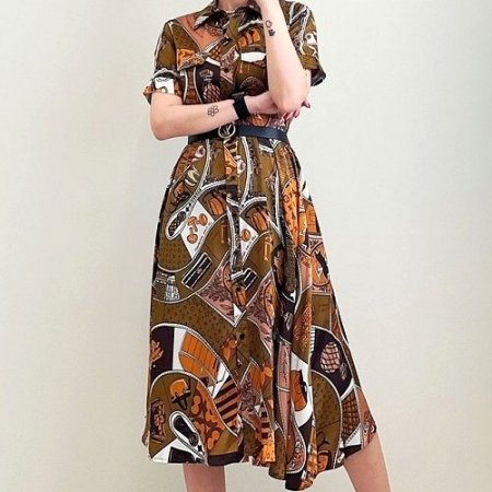 LOUIS VUITTON 푸치시아 벨트 롱원피스