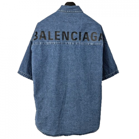 발렌시*가 BALENCIAGA 반팔 데님 셔츠