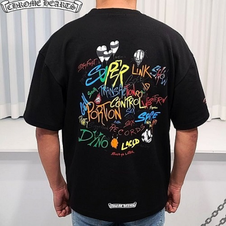 Chrome Heats 멀티 레터링 오버핏 반팔티