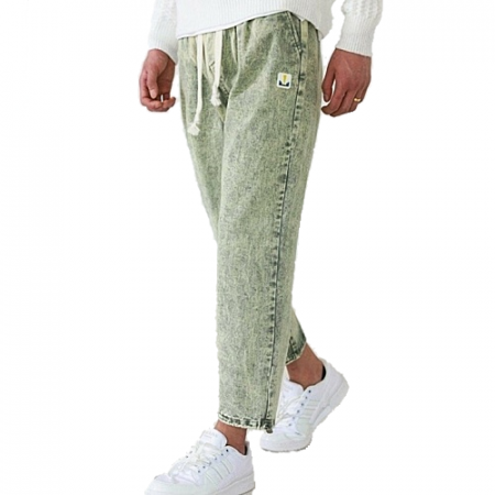 팬* 워싱 밴딩 오버핏 데님팬츠