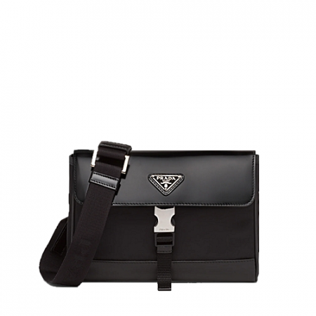 PRADA 리나일론 플랩 가죽 숄더 백
