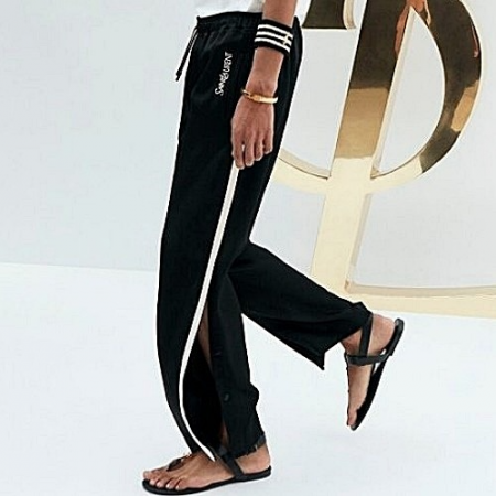 세인트*랑 SAINT LAURENT 크레이프 라인 스냅팬츠