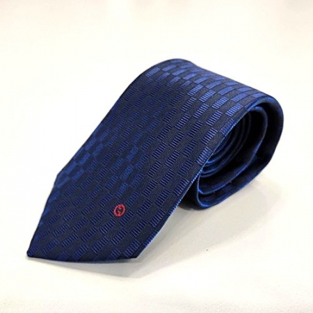 GUCCl 기하학적 자가드 실크 넥타이 - 네이비