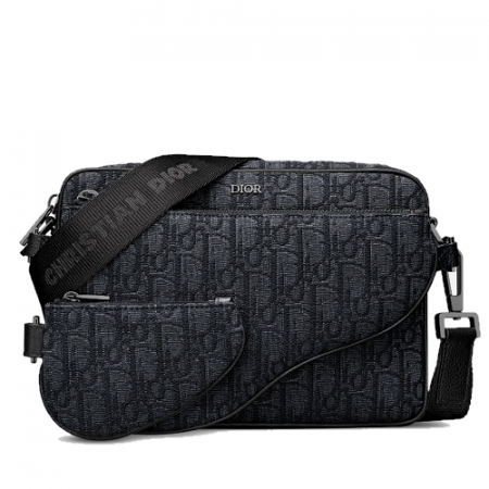 DIOR SADDLE 트리플 파우치 메신저백 - 블랙