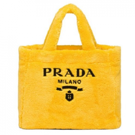 21FW 프라다 테리 퍼 토트백 - 옐로우