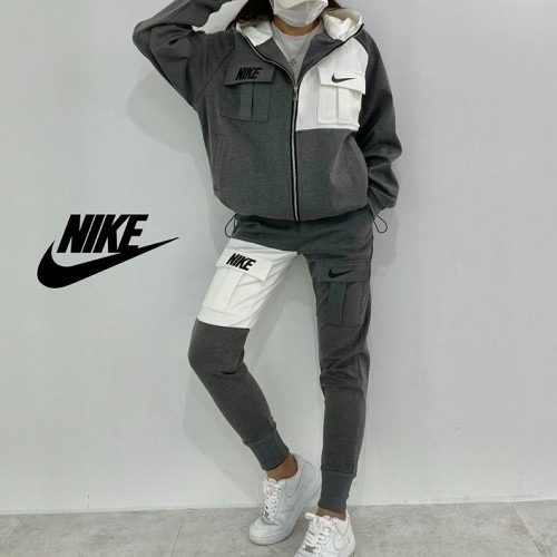 NIKE 배색 포켓 후드집업 셋업