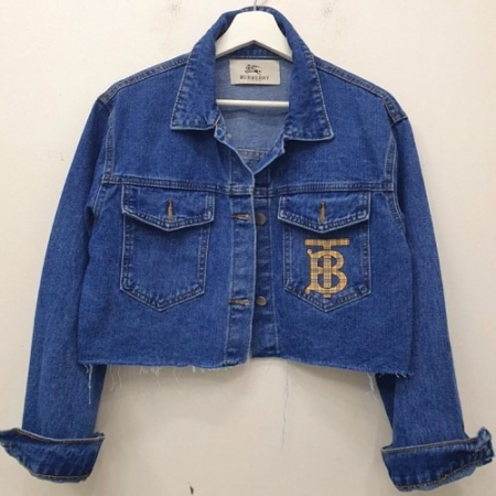 버*리 빈티지 크롭 청자켓