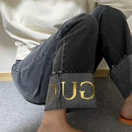 GUC*I 롤업 흑청 데님팬츠