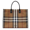 버버리 베이지 체크 데니 토트백