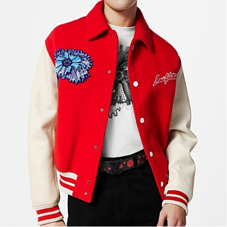 LV x YK 사이키델릭 플라워 바시티 블루종