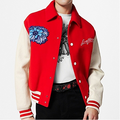 LV x YK 사이키델릭 플라워 바시티 블루종