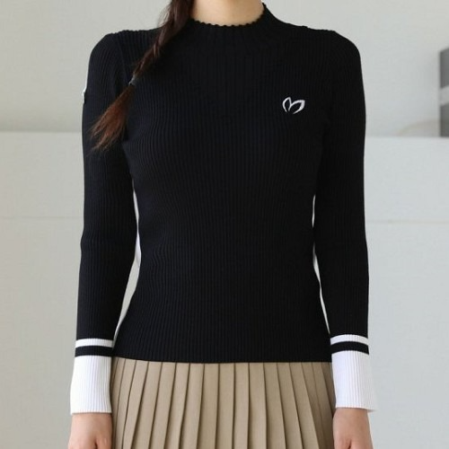 마스터*니 셔링 하이넥 골지 니트