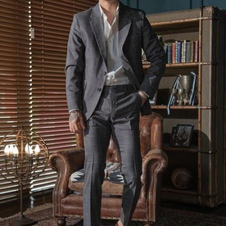 GUC*I 한정판 싱글 남성 체크슈트정장