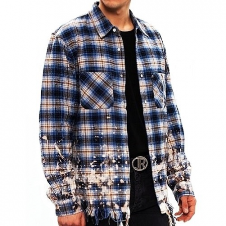 AMIRI 블리치드체크 플란넬 셔츠