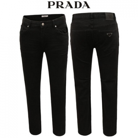 PRA*A 엠보 블랙 스판 슬림일자 팬츠