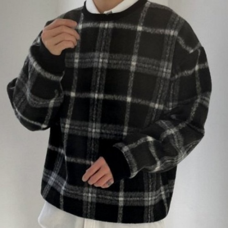 BURBER*Y 리브 모직 맨투맨