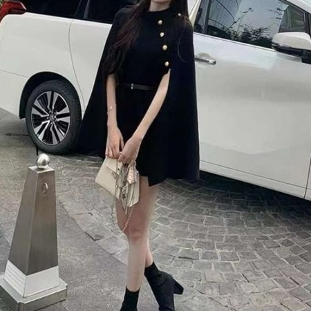 마* 버튼벨트 케이프가디건