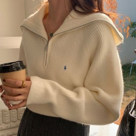 폴* 어반 카라 반지퍼 니트