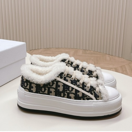 디올 오블리크 양털 스니커즈 - 블랙