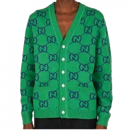 GUCCI GG 인타르시아 로고 니트 가디건