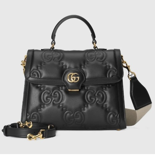 GG 마틀라세 레더 핸들백 블랙