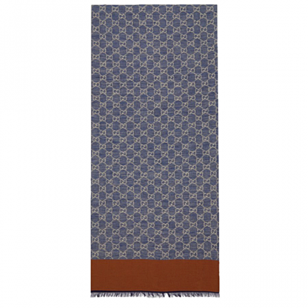GUCCI 블루 코튼 자카드 GG 스카프