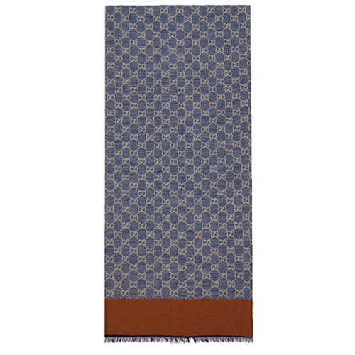 GUCCI 블루 코튼 자카드 GG 스카프