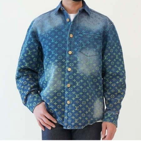 루이*통 레인보우 모노그램 인디고 데님 셔츠