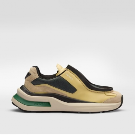 PRA*A 시스템 브러쉬드 가죽 스니커즈 바닐라/무연탄