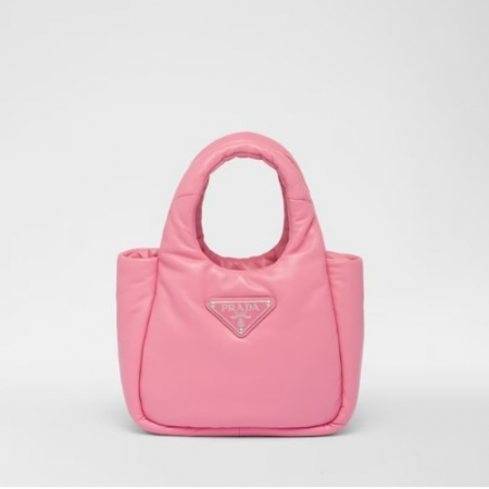 PRA*A 스몰 패딩 소프트 나파 가죽 백 핑크