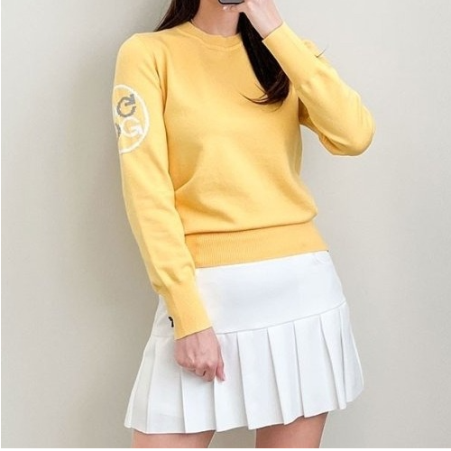 G/FO*E 여성 테크 라운드 팔로고 니트 스웨터