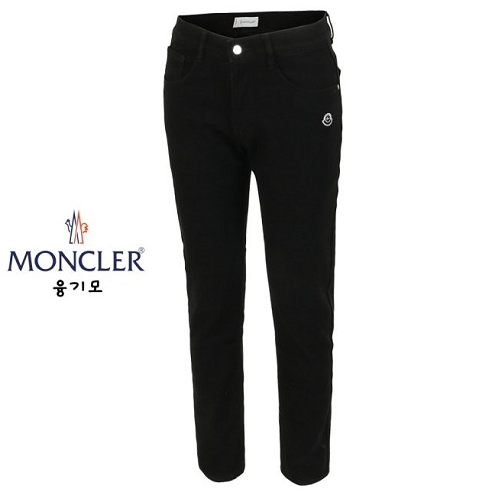 MONCL*R 플래그먼트 자수 융기모 블랙 슬림진