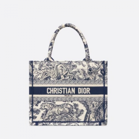 DI*R BOOK TOTE 스몰 백 화이트&네이비블루