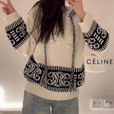 CELI*E 패턴라인 후드니트