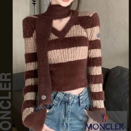 MONCL*R 브이넥 & 목도리 니트