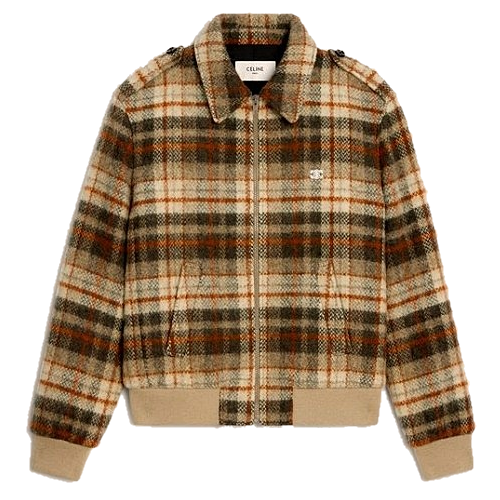 CELINE 브러쉬드 체크 트위드 자켓