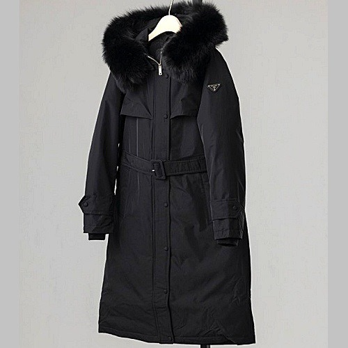 PRADA 폭스퍼 구스다운 야상 롱패딩