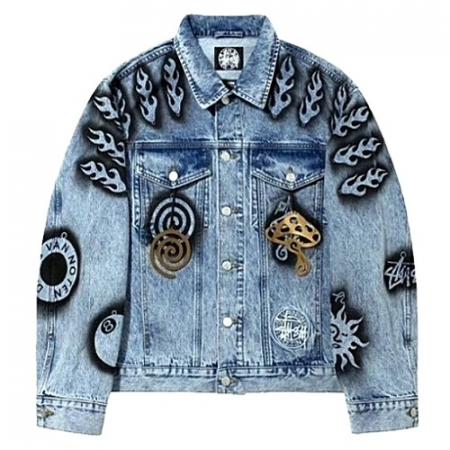 STUSSY x 드리스반노튼 스텐실로고 데님자켓