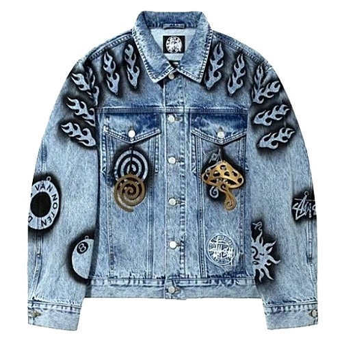 STUSSY x 드리스반노튼 스텐실로고 데님자켓