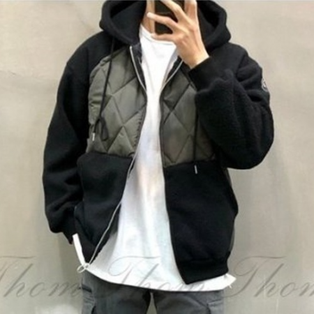 MONCL*R 후리스 퀄팅 패딩 후드집업