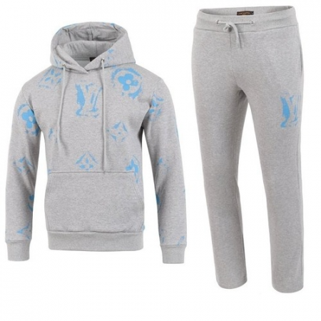LOUIS VUITT*N 블루 나염 후드 트레이닝 셋트